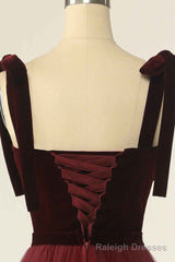 Wine Red Sweetheart Tie-Strap A-Line Short Formal Dress