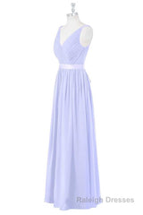 Lavender Chiffon V-Neck Backless Long Bridesmaid Dress