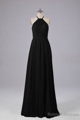 Elegant Keyhole Halter Lace Long Bridesmaid Dresses