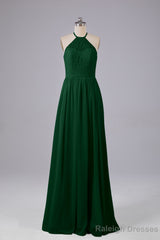 Elegant Keyhole Halter Lace Long Bridesmaid Dresses