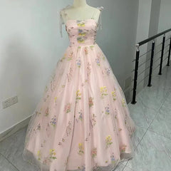 Luxus florale Stickerei Lange rosa Prom Abendkleider Frauen Sommerparty formelle Anlässe Empfangskleid