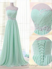 A-line Sweetheart Beading Floor-Length Chiffon Bridesmaid Dress