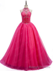 Crystals Sweet 16 Dress Ball Gowns Halter Tulle Quinceanera Gown Dresses