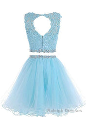 Cute Two Piece Tulle with Beadings Homecoming Dress, Lovely Formal Dress
