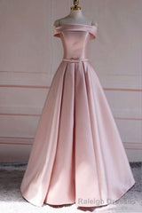 Off Shoulder Satin Elegant Long Prom Dress,Simple New Style Formal Gown