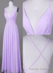Lavender Chiffon Cross Back V Neckline Prom Gowns Chiffon Fashion Junior Prom Dress