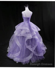 Glam Tulle Light Purple Long Formal Dress Ball Gown Sweet 16 Dresses prom dresses shops