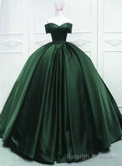 Gorgeous Ball Gown Green Satin Quinceanera Dress, Green Sweetheart Formal Dress