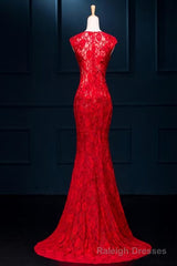 Lace Mermaid Slit Wedding Party Dress, Charming Formal Gown