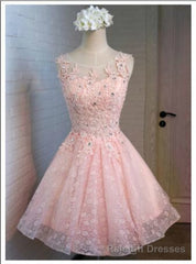 Pink Tulle Appliques Homecoming Dress