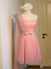 Sexy Women One Shoulder Homecoming Dresses Pink Short Prom Party Cocktail Dresses