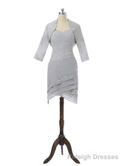 Silver Mother Of The Bride Dresses Sheath Chiffon Lace