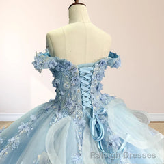 Sky Blue Lace Princess Quinceanera Dress Ball Gown
