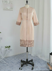 Stylish Mother Of The Bride Dresses Sheath With Jacket Satin Lace Applique