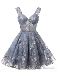 Teens Sparkly Tulle Royal Blue Homecoming Dresses Spaghetti Straps Short Cocktail Party Prom Dress