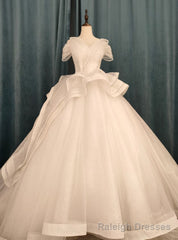 Tulle Sequins Off the Shoulder Beading Wedding Dress With Long Train