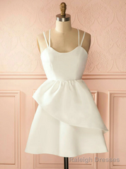 White Spaghetti Straps Homecoming Dress