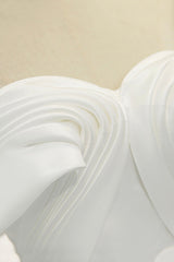 White Satin Long Prom Dress, Off the Shoulder Evening Dress