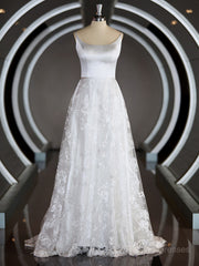 A-Line / Princess Square Cathedral Train Dentelle Robes de mariée avec appliques en dentelle