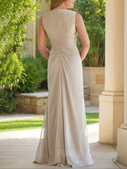 Sheath/Column V-neck Floor-Length Chiffon Mother of the Bride Dresses With Ruched